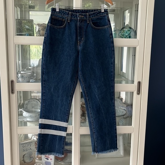 CARMAR Jeans Juliet Boyfriend Relaxed Fit High Rise Reflective Stripes Size 28 - Picture 2 of 13